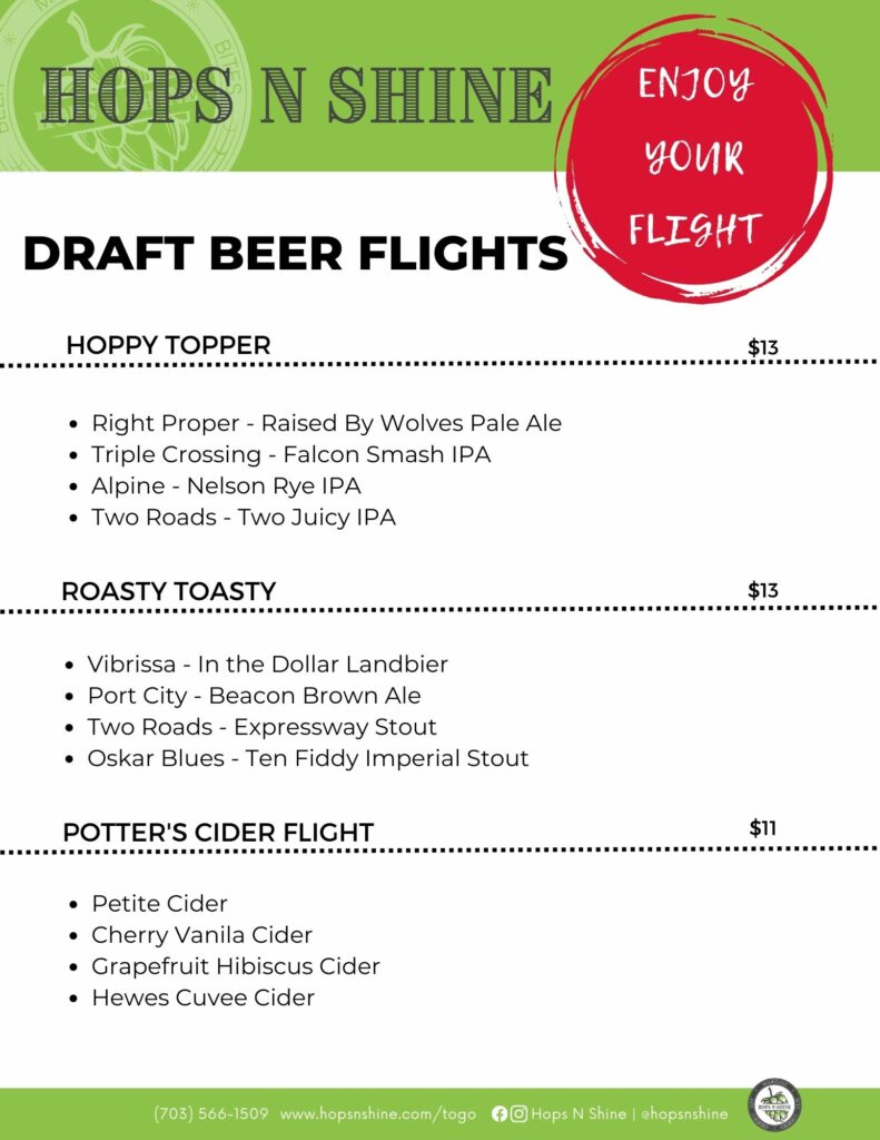 Draft Beer Flights Hops N Shine